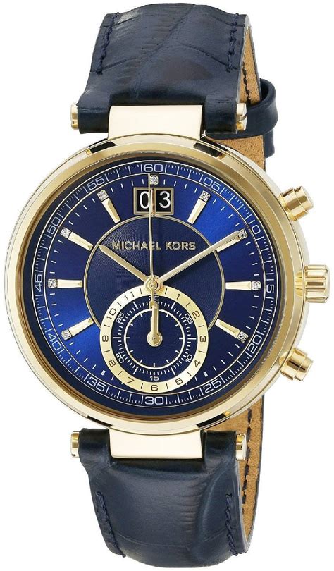 michael kors uhr gold blaues zifferblatt|Designer.